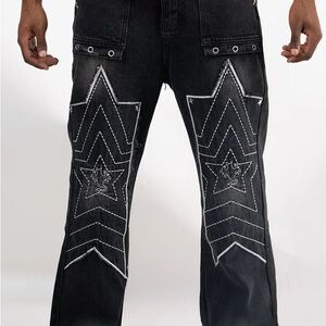 Watson Denim Baggy Balck Grey Vintage Wash Denim Jeans. Pants Stars, Sz 36x28